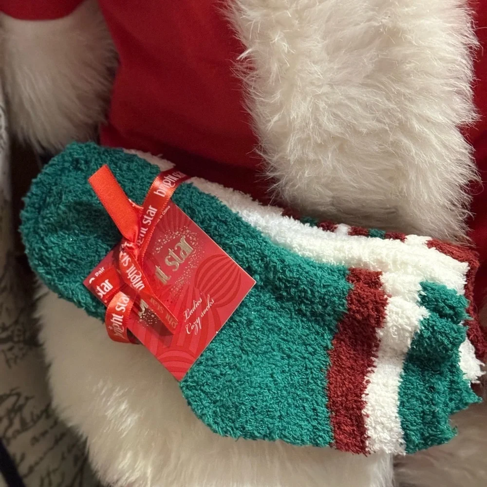 Cozy Striped Holiday Fuzzy Socks NWT